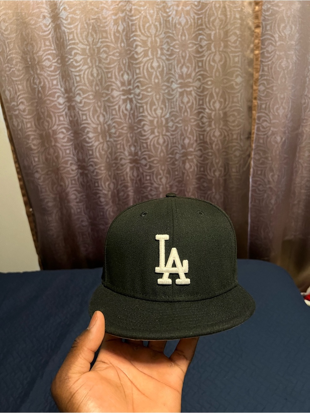 New Era Black Hat with White LA Logo
